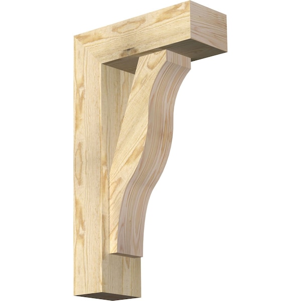 Ekena Millwork Funston Block Rough Sawn Bracket w/ Offset Brace, Douglas Fir, 6"W x 16"D x 28"H BKT0604X16X28FST05RDF - main